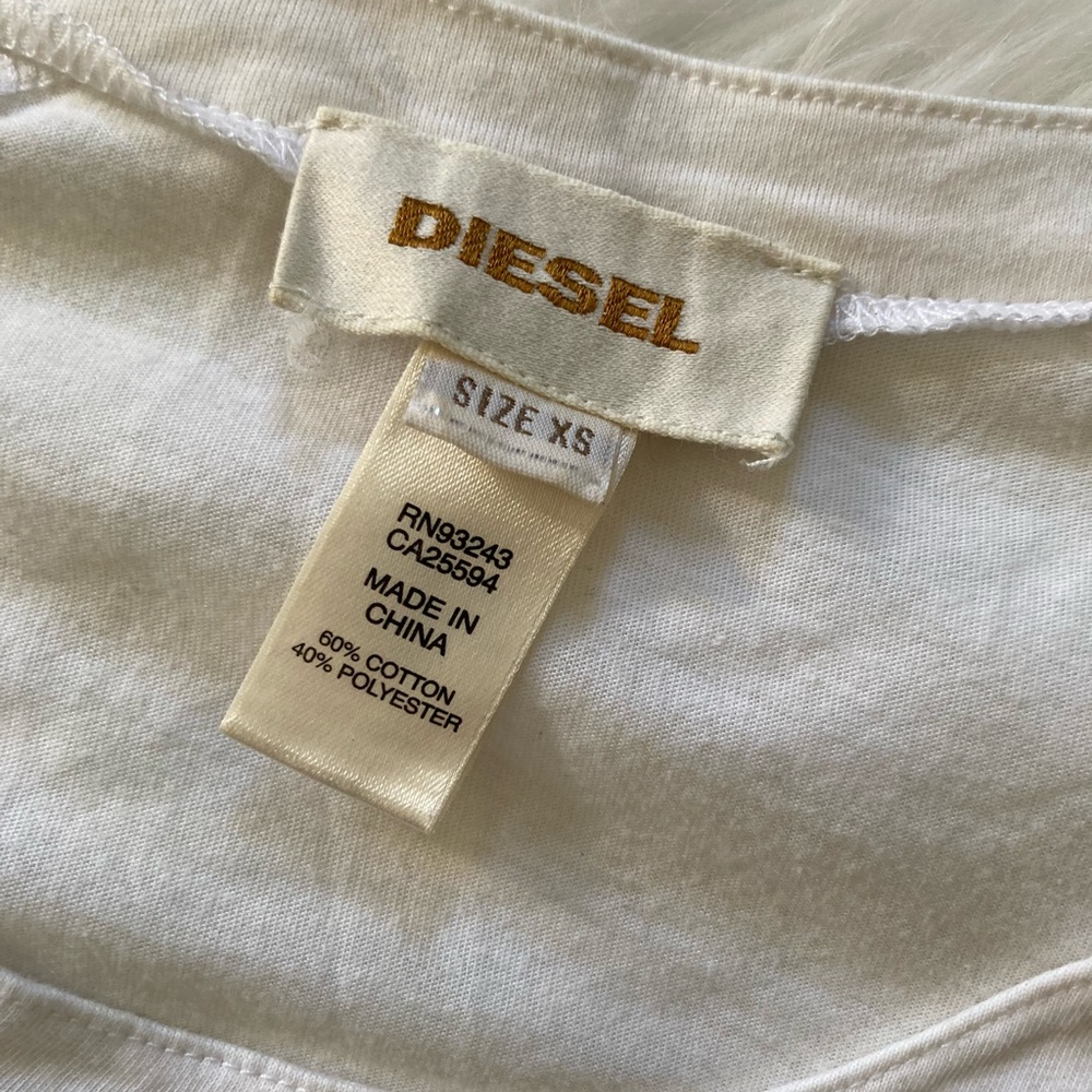 Diesel Round Hem T-Shirt  - Size XS - White - Picture 7 of 7